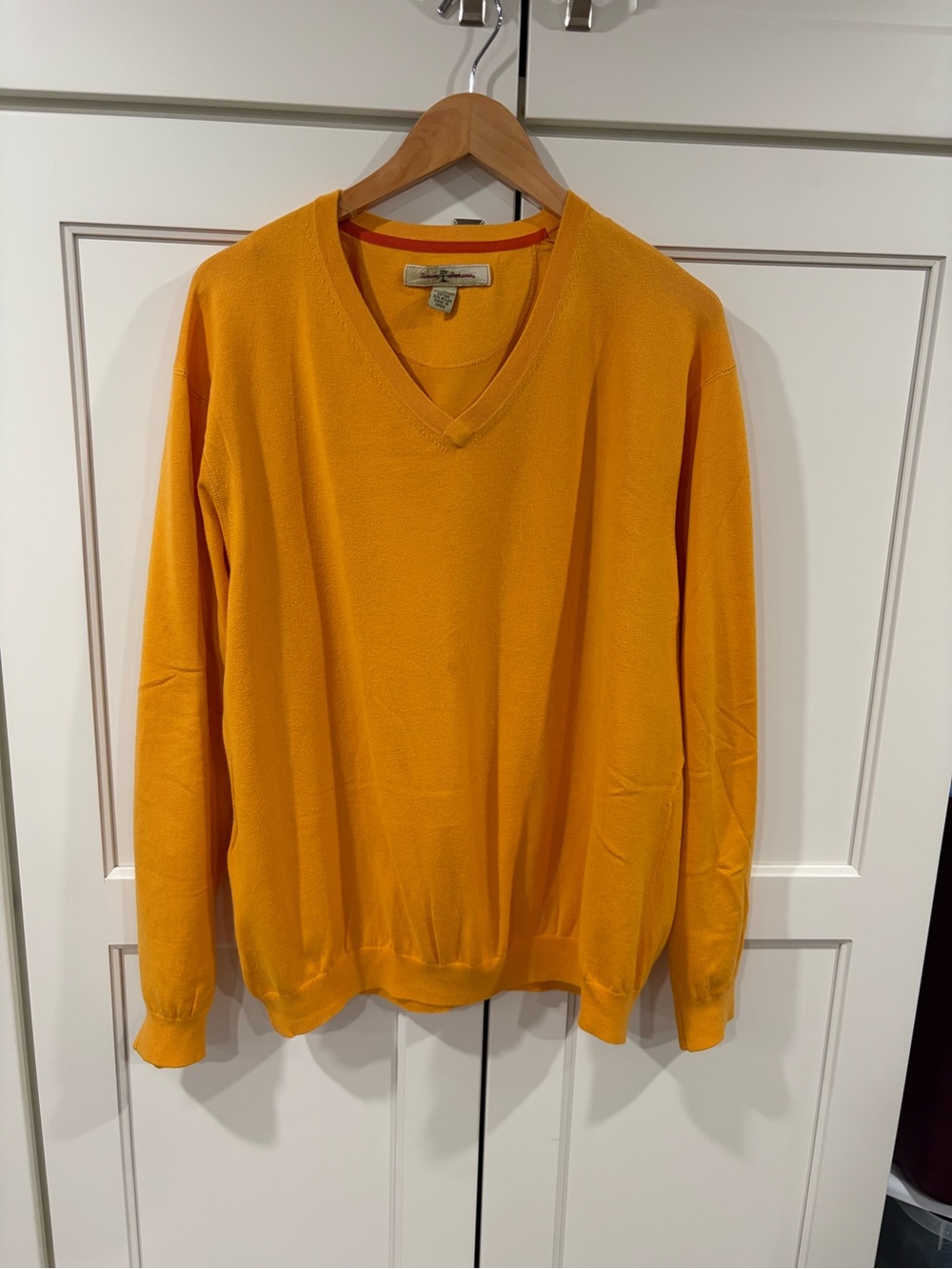 Tommy Bahama Men's V-Neck Sweater in Bright Mustard